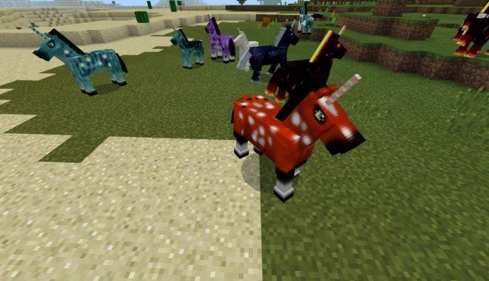 Unicorns in Minecraft PE are funny and rideable