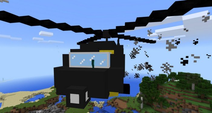 Close look on battle helicopter in mcpe