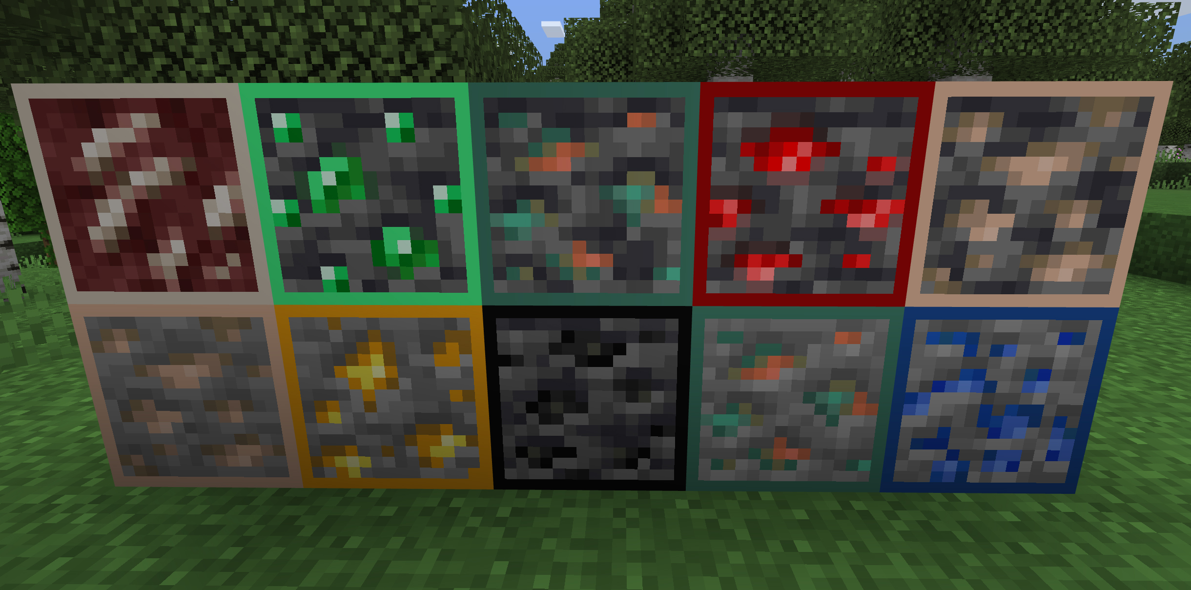 Ores with colored borders