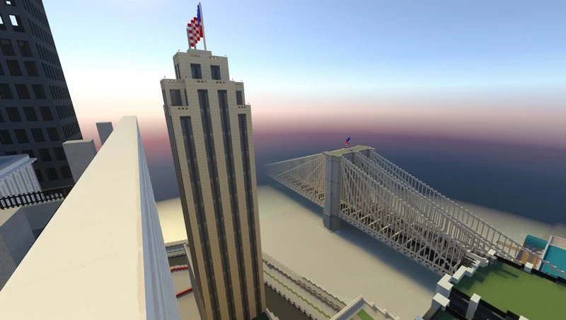 Skyscraper on a huge city map