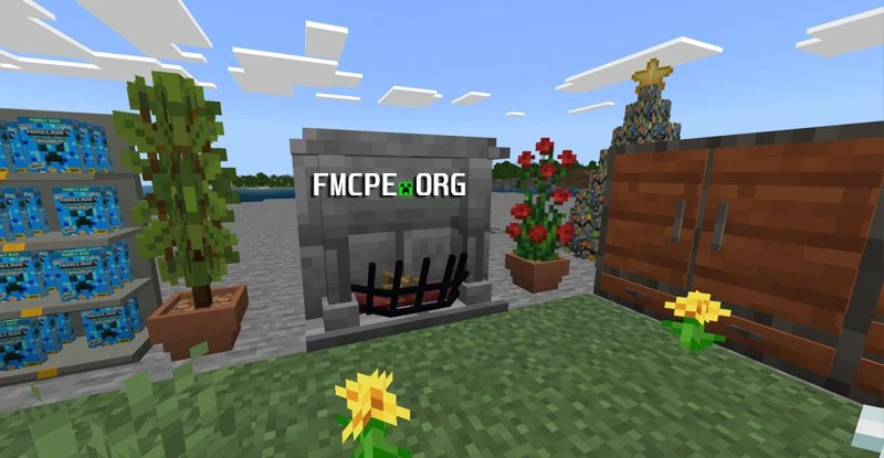 Fireplace, shelves and house plants