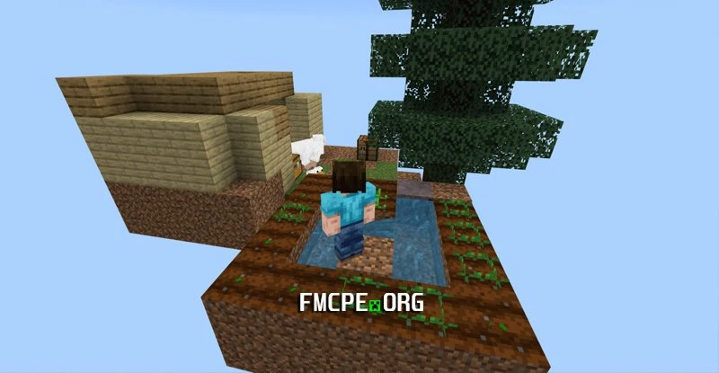 An expanded island, a farm and a house in One block