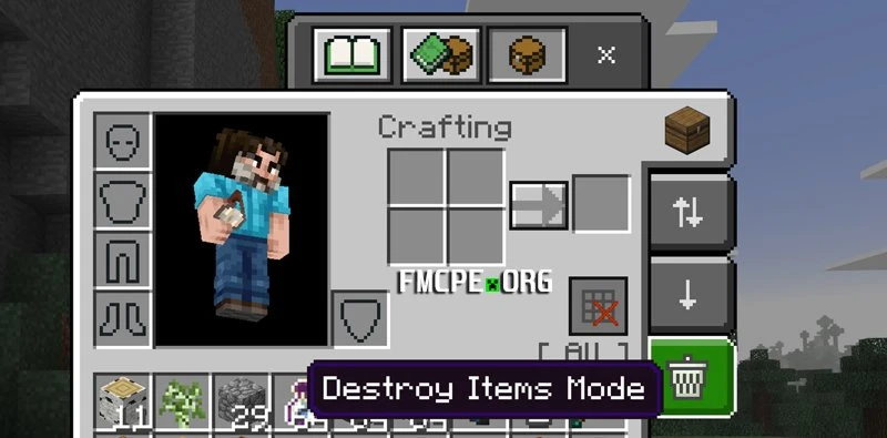 Trash button in MCPE