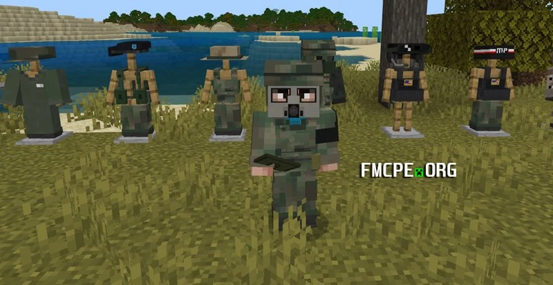 Steve wearing a gas mask
