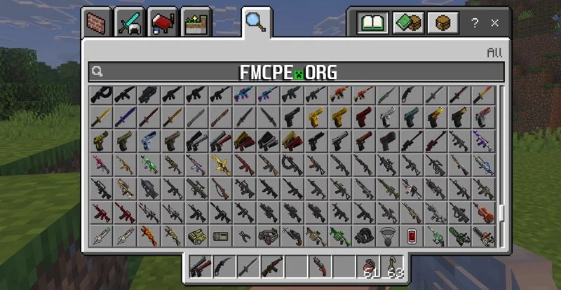 Firearms that you can find in Creative inventory