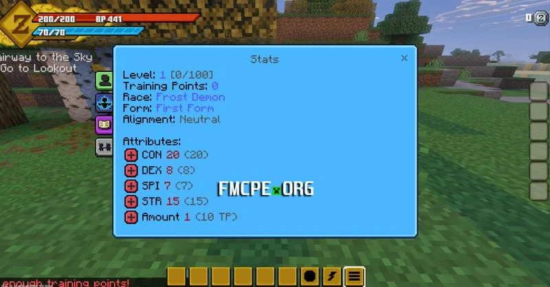 RPG aspect of the Dragon Ball addon