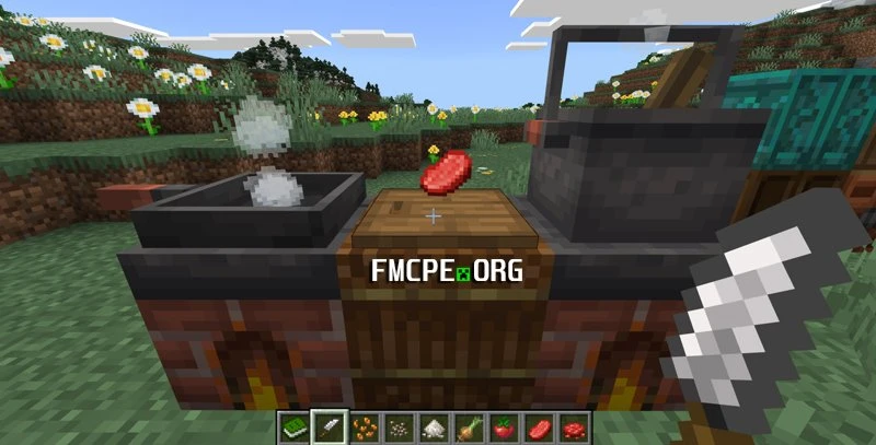 Cutting meat on a board