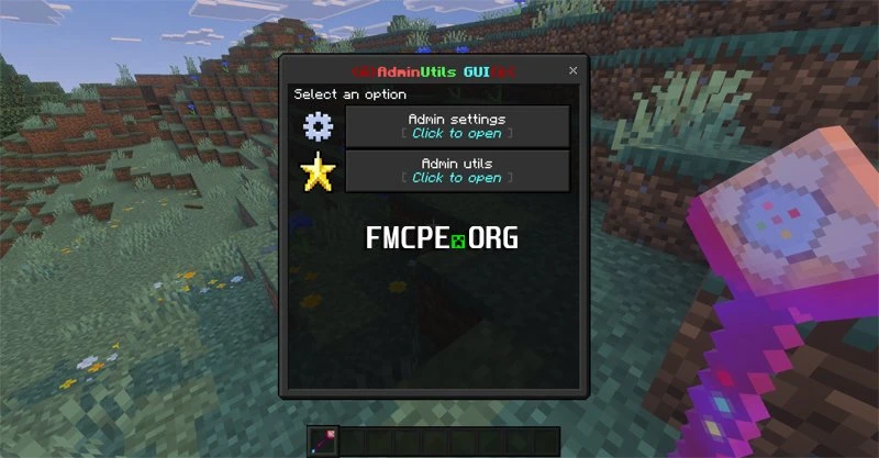 Base screen of admin utilities