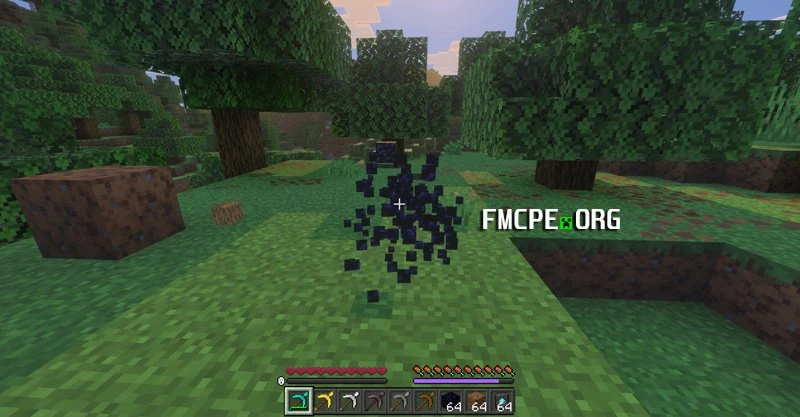 Gathering obsidian block with the same tool
