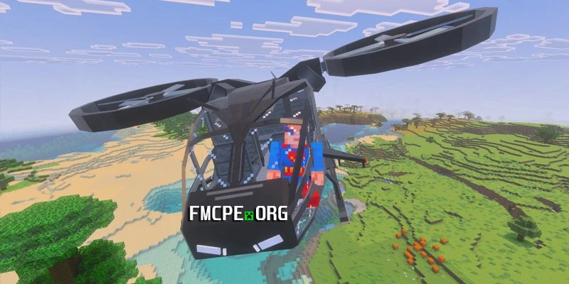 Piloting a helicopter in Minecraft