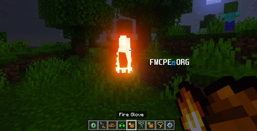 Fire gauntlet igniting skeleton