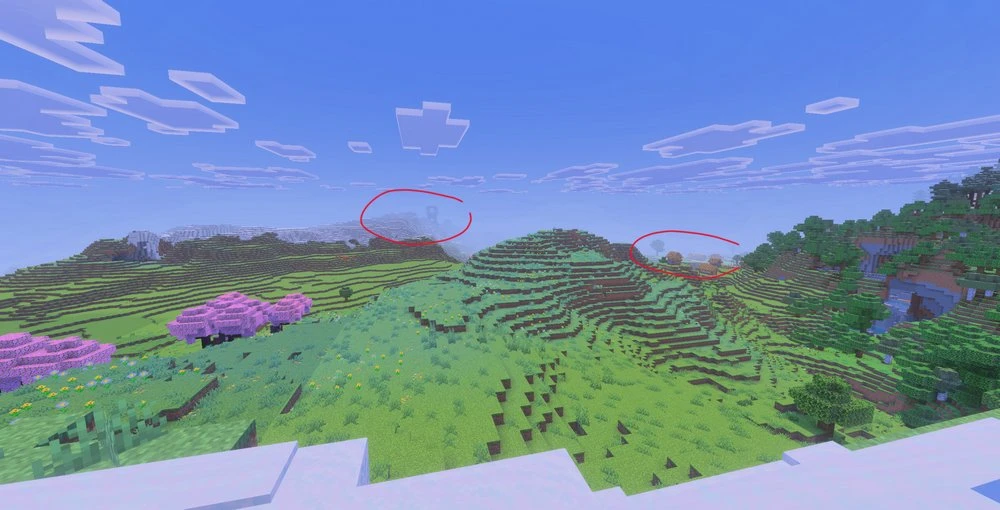 Pillager outpost can be seen from spawn