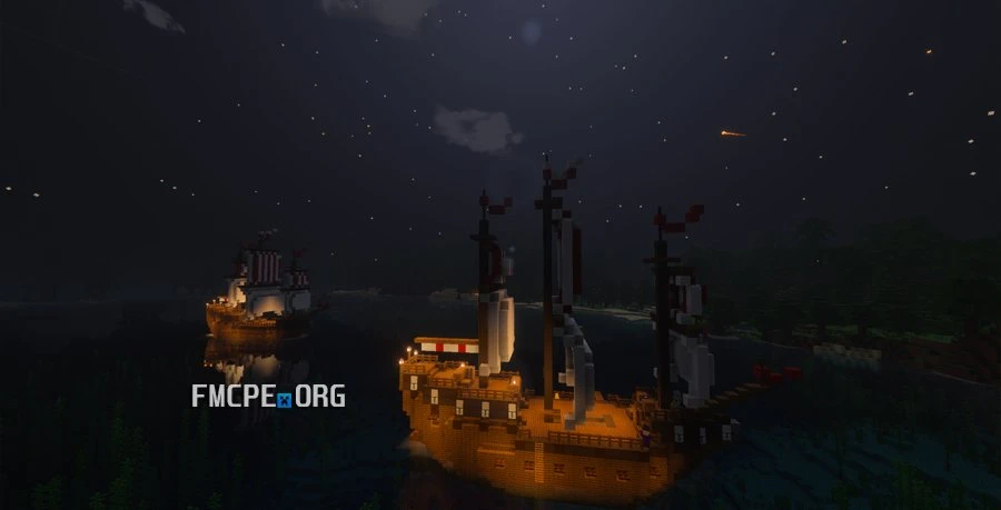 Ships and night sky