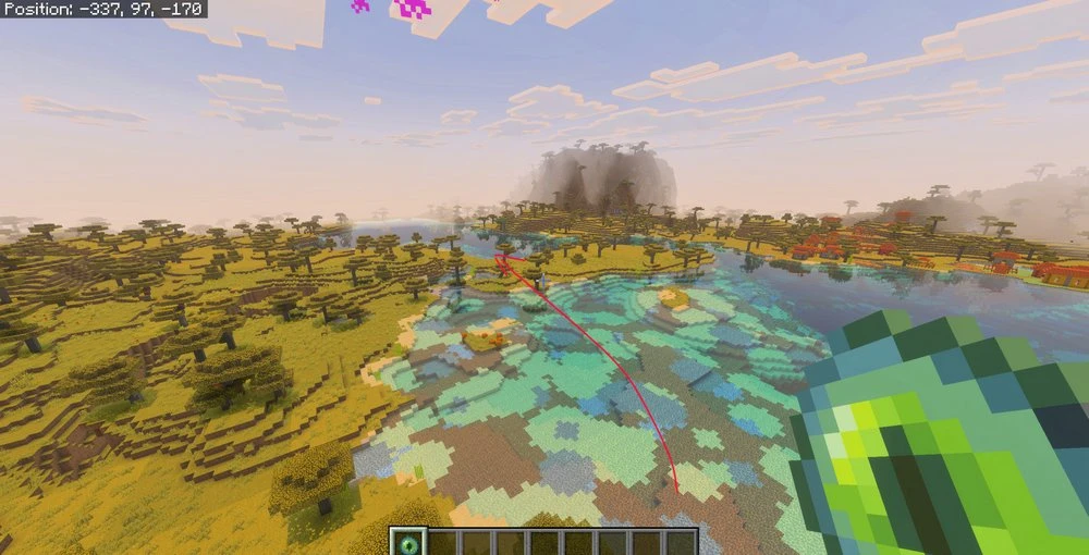 Move along the river past village