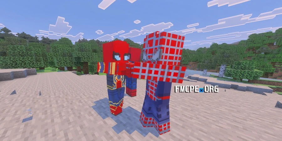 Toby's and Andrew's Spider-Man characters in Minecraft