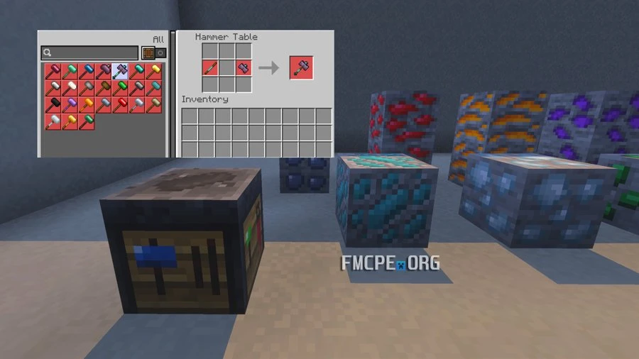 Hammers Crafting table and more ores
