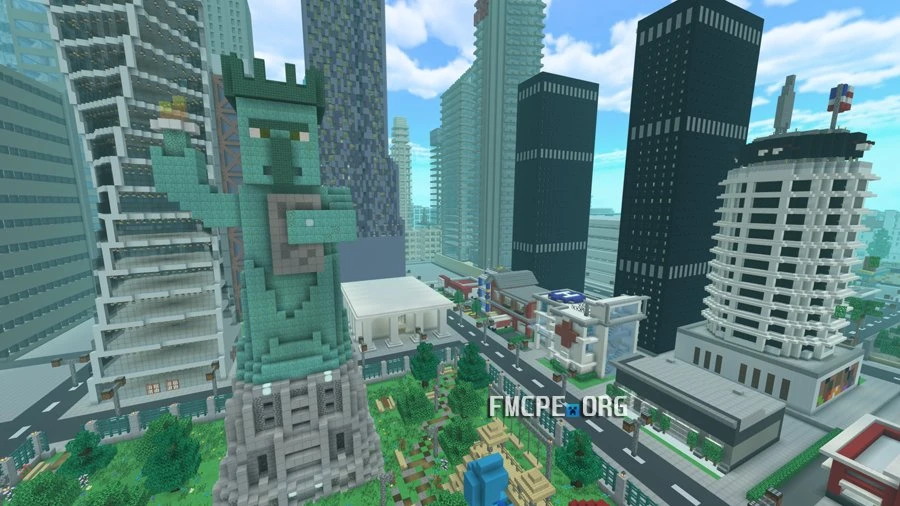 Liberty like villager statue