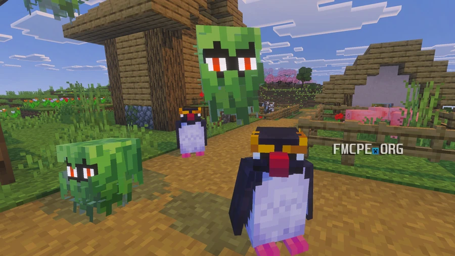 Penguin and Glare mobs in Bedrock
