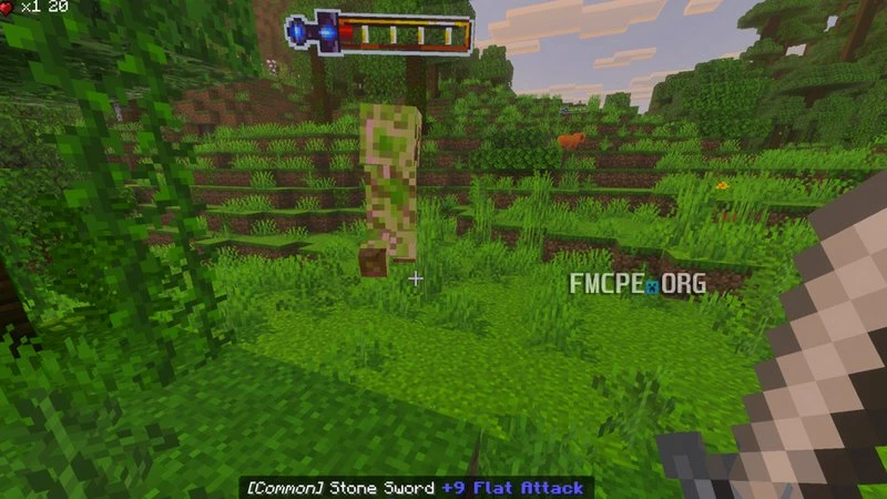 Hitting a Creeper with a sword