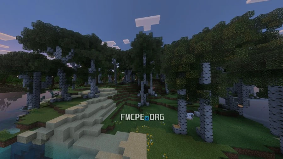 Realistic birch forest in Bedrock