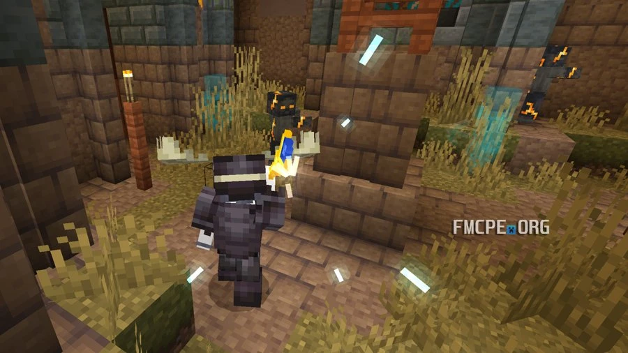 Inside the dungeon casting spells with a wand