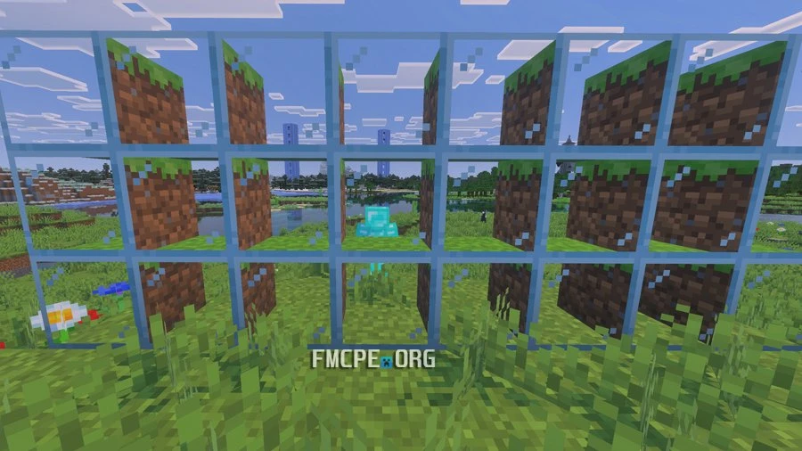 Grass Blocks from the glass side