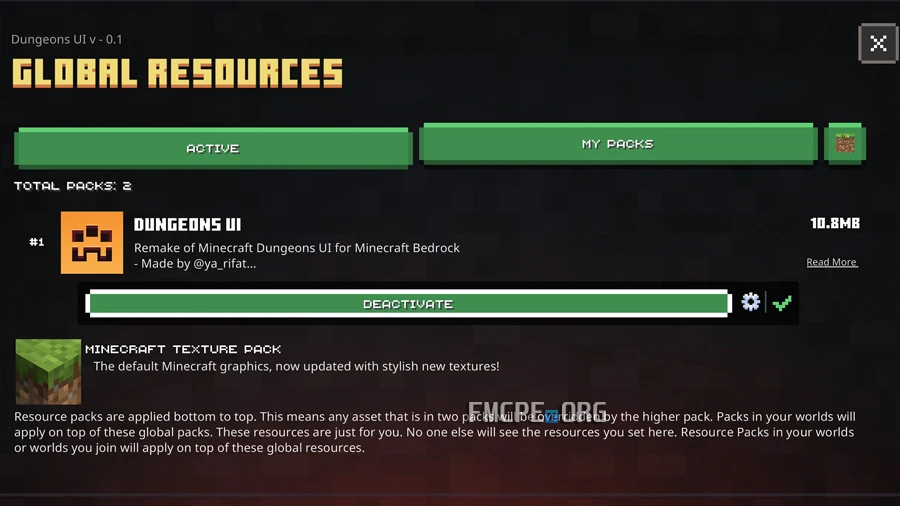 Global Resources menu