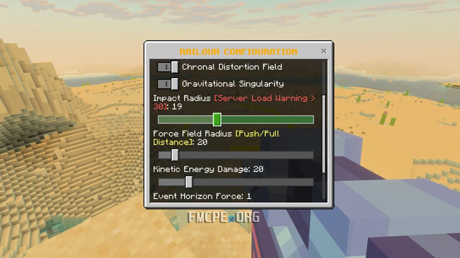 Orbital Railgun settings