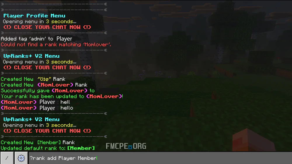 Assigning a Member rank to a player