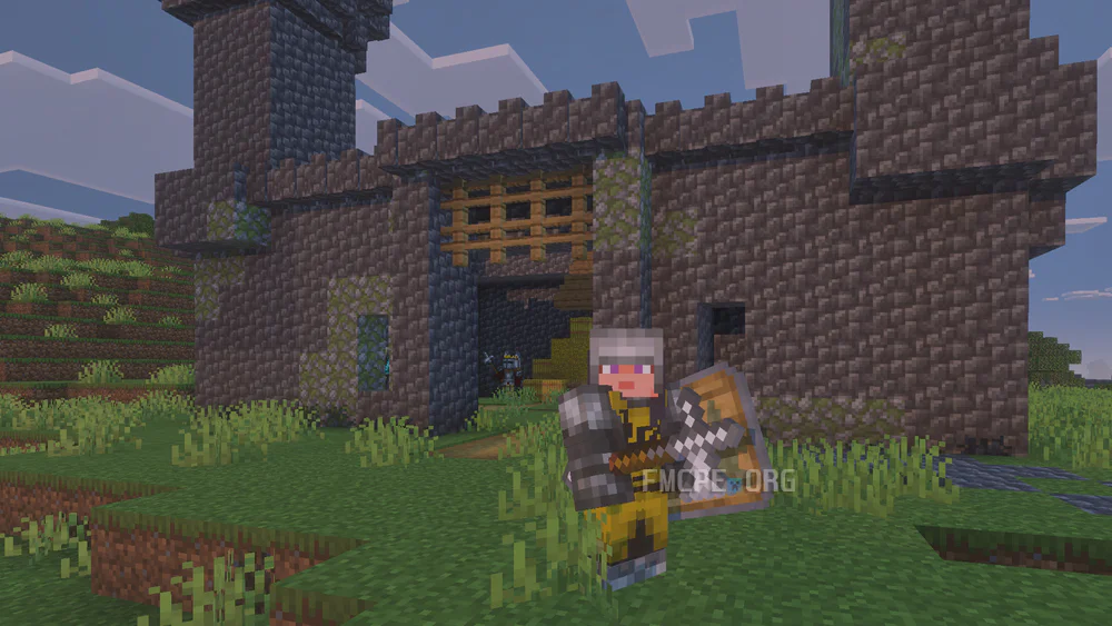 Knight with a castle on the background