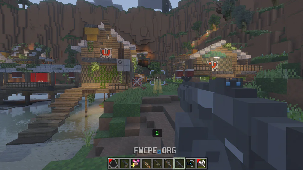 The map features guns