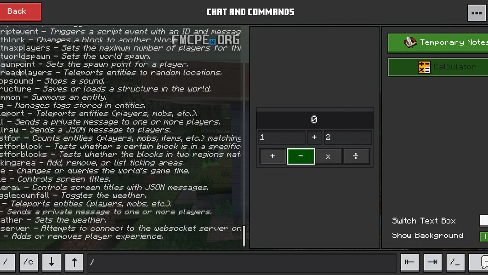 Chat interface, calculator