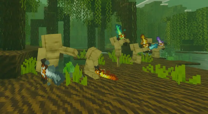 Flaming swords