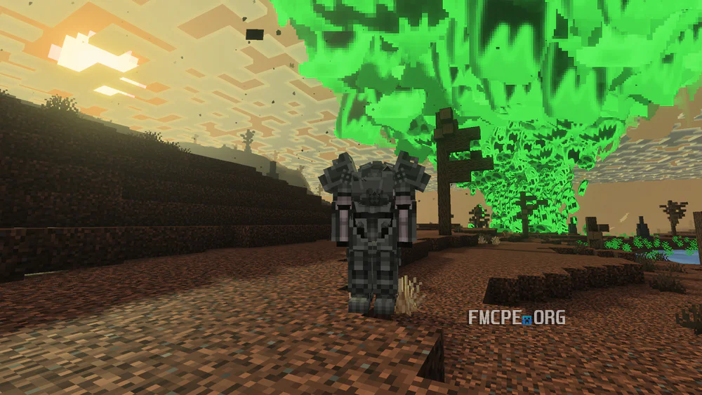 Power Armor and Nuke on the background