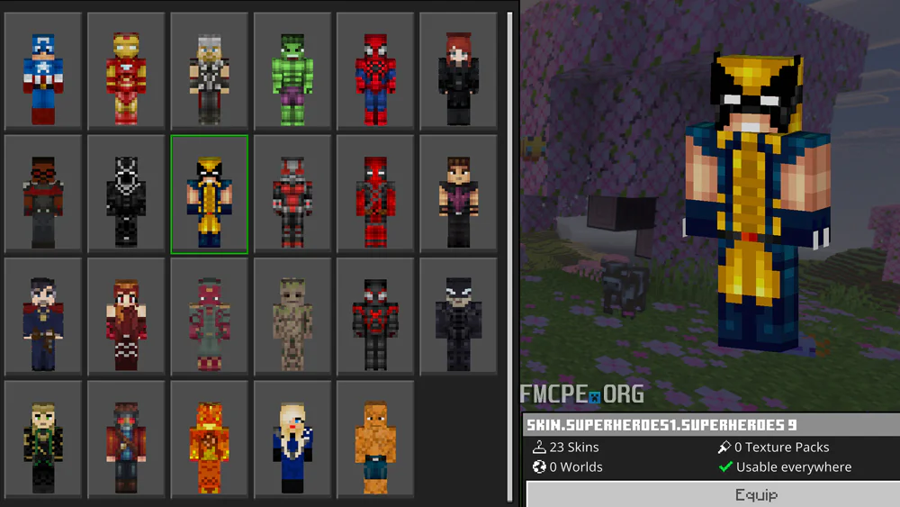 Marvel superhero skins