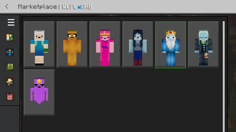 Adventure time character skins