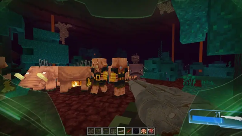 Shooting mobs in the Nether