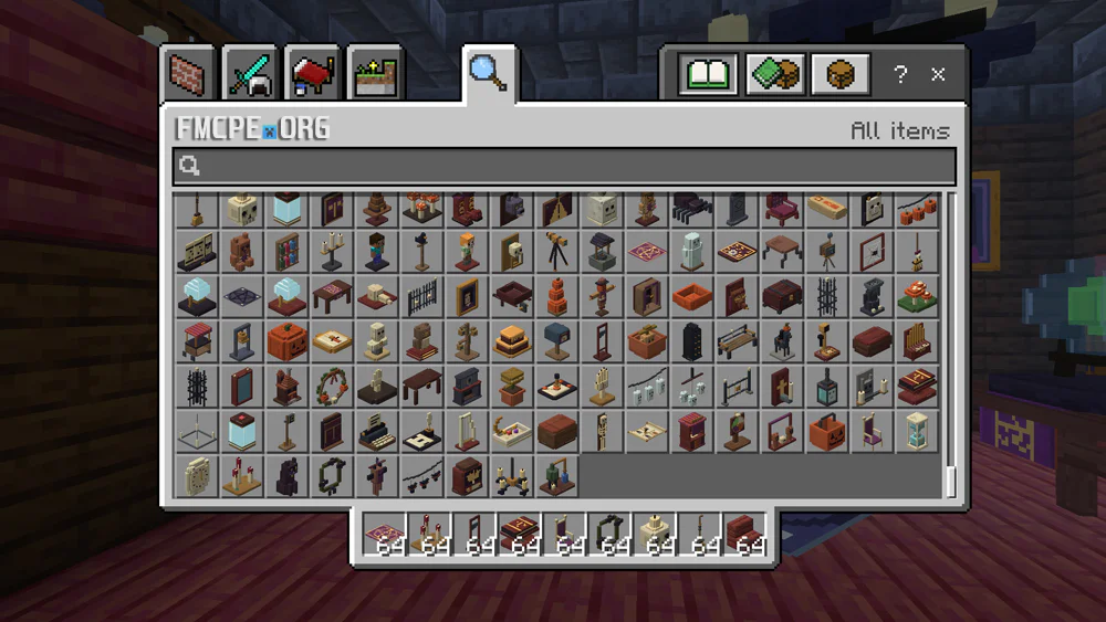 All of the decorations in Creative inventory